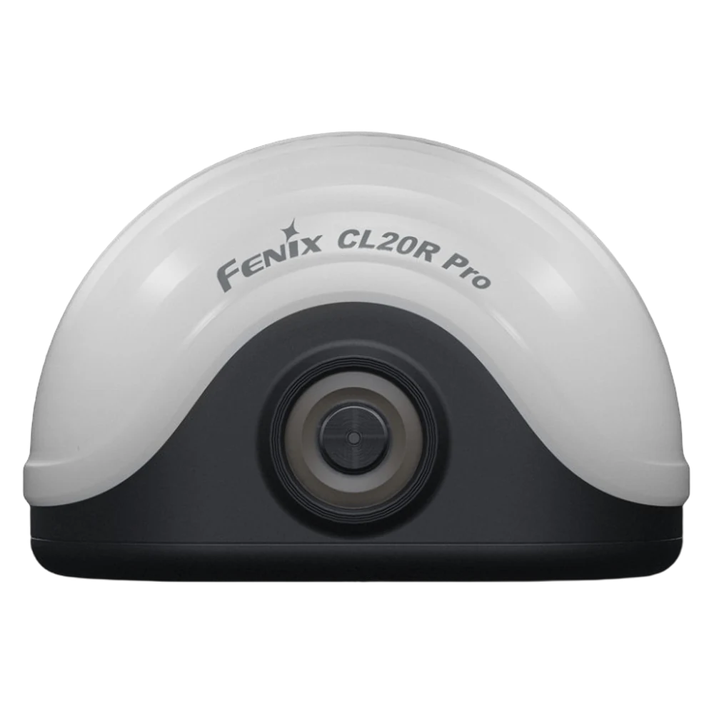 Fenix CL20R Pro: біла півсфера плафона, чорна основа й кнопка зі світловим кільцем