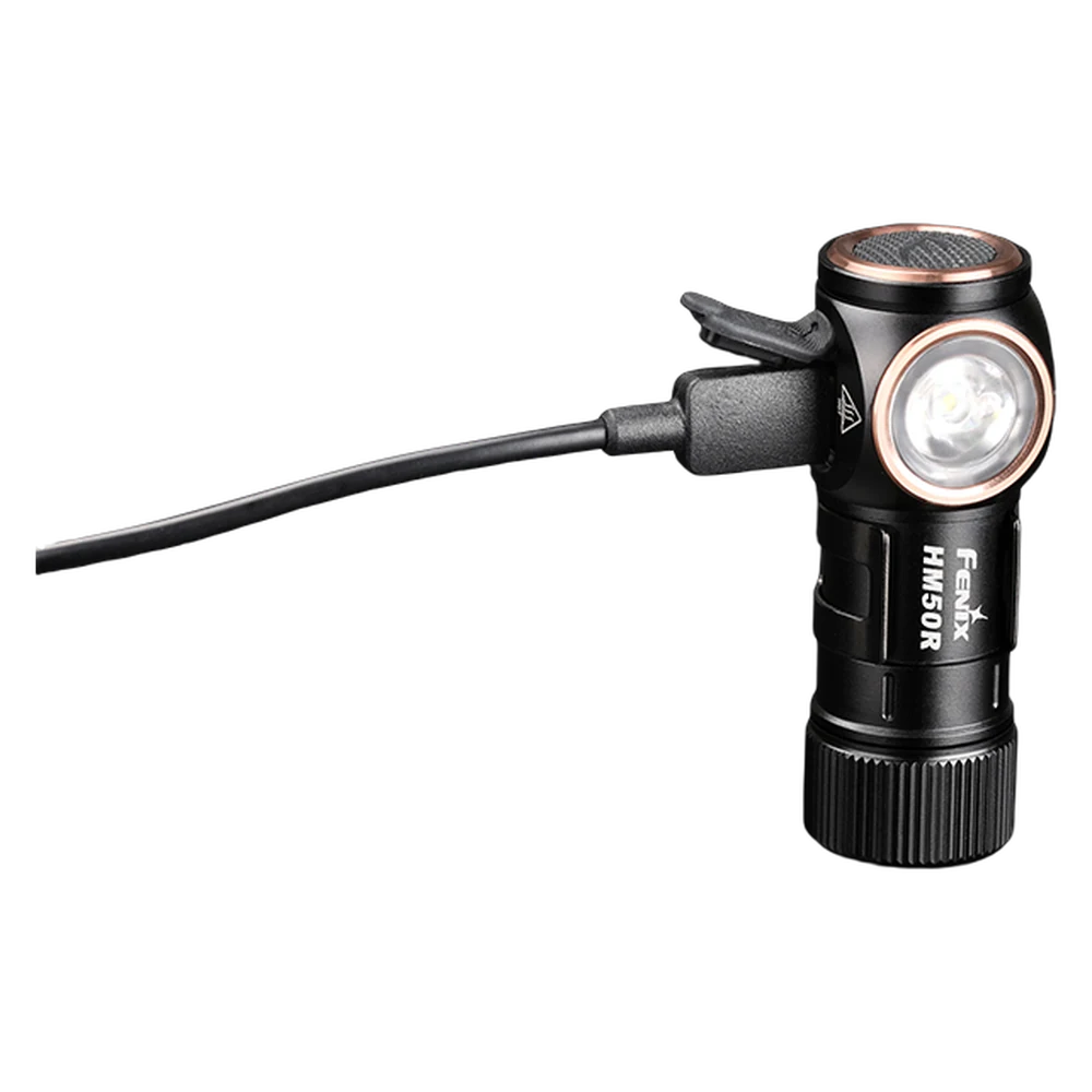 Fenix HM50R V2.0 заряджається кабелем USB Type-C, роз’єм під гумовою заглушкою