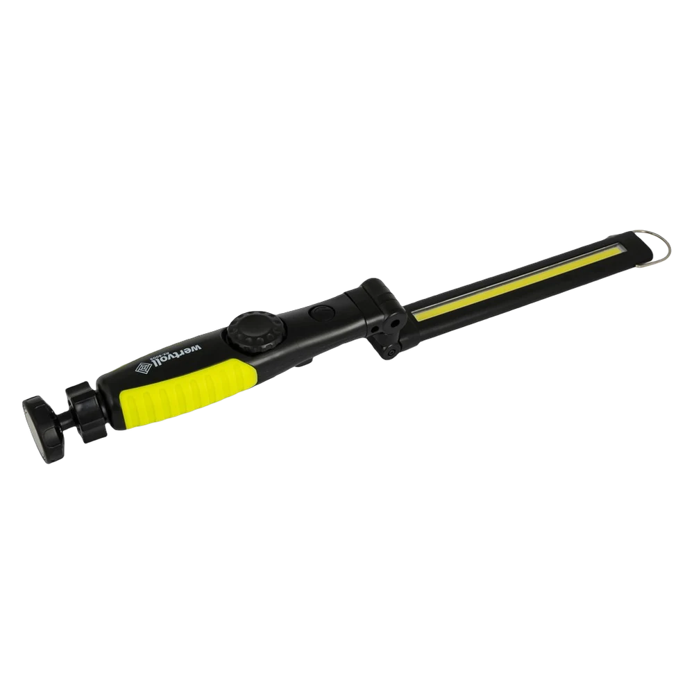 Розкладена WERTVOLL RX-8009: довга COB-панель, коліщатко яскравості й поворотна основа