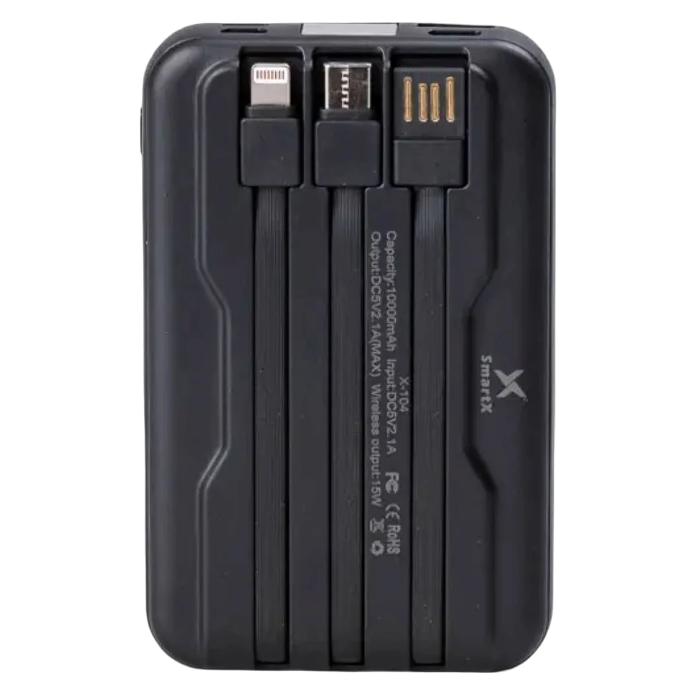 Зворотний бік SmartX X-104 з трьома вбудованими кабелями